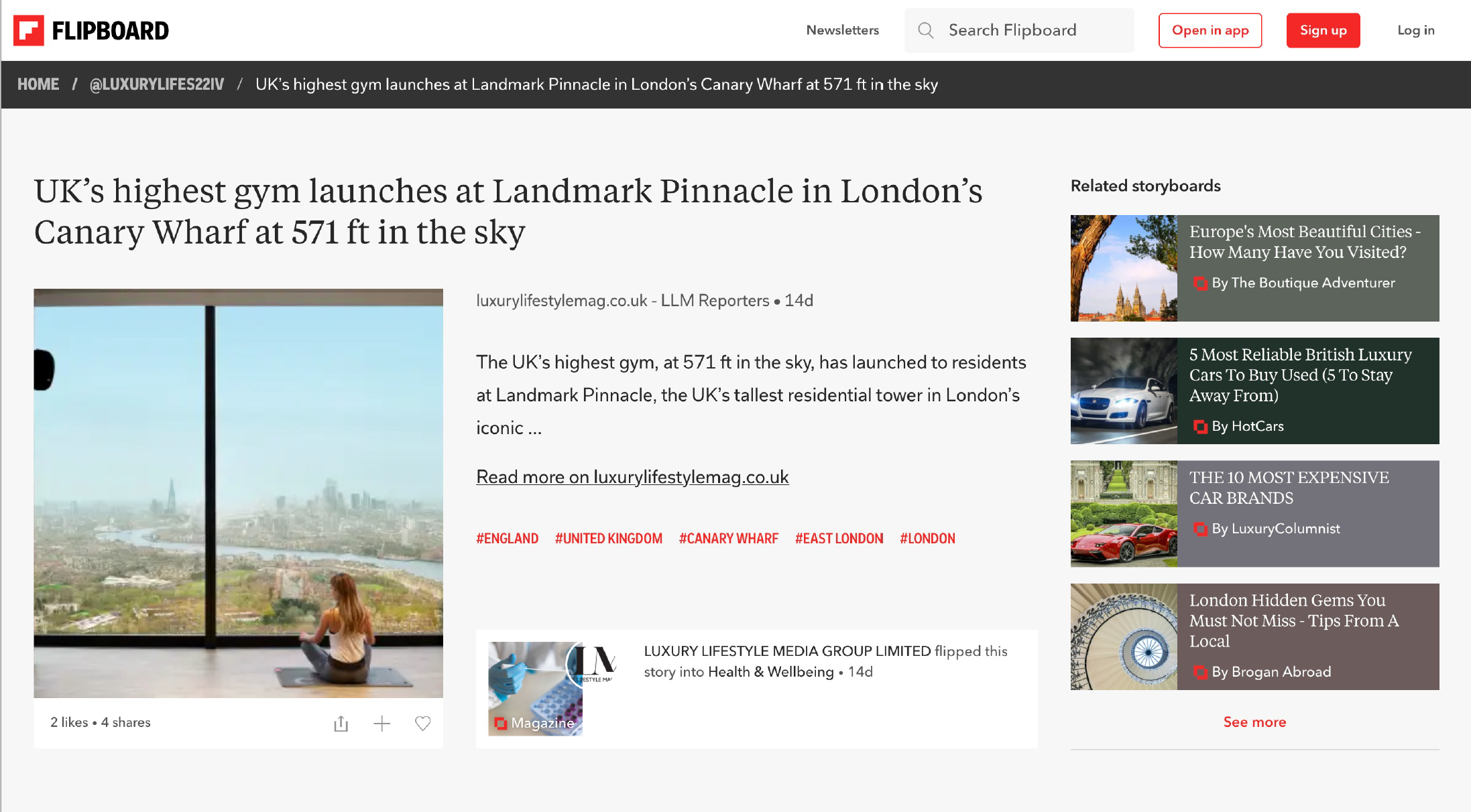 Flipboard Landmark Pinnacle Screenshot